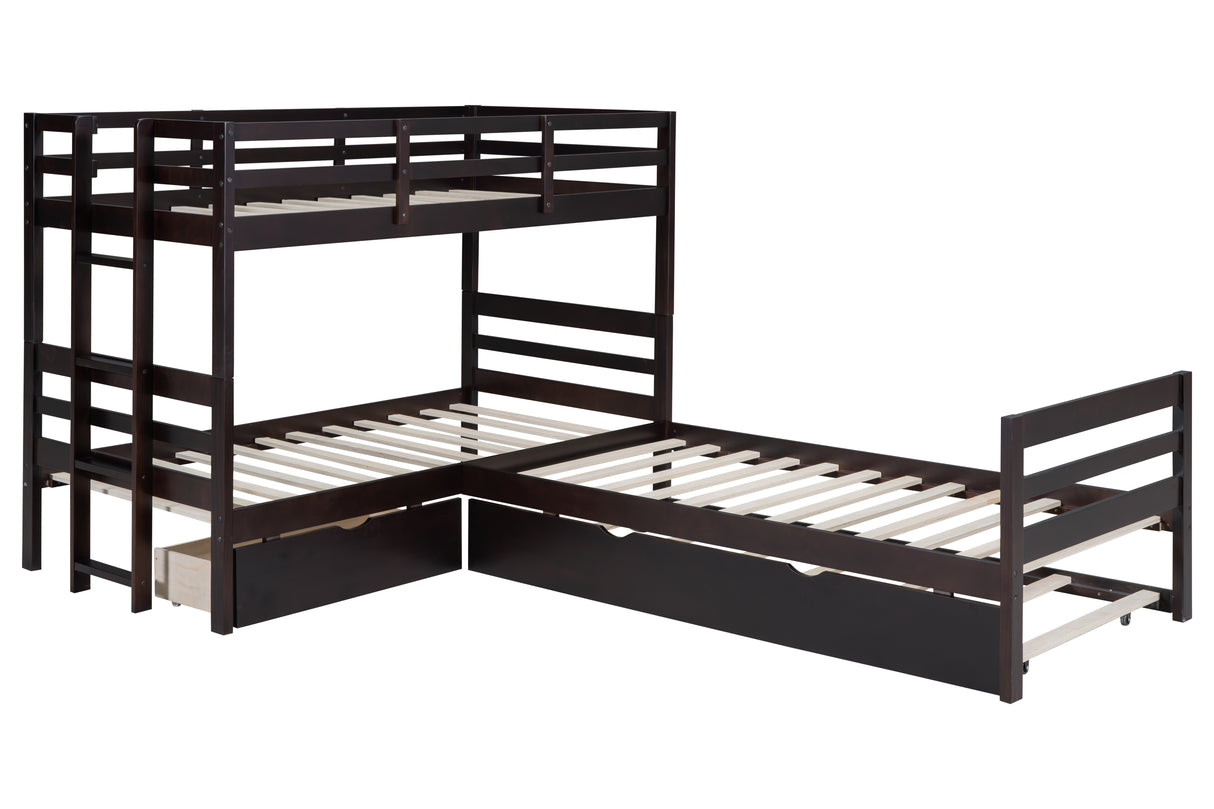 Triple Twin-size Bunkbed With Trundle And Drawers by Mollai Collections | Bel Furniture