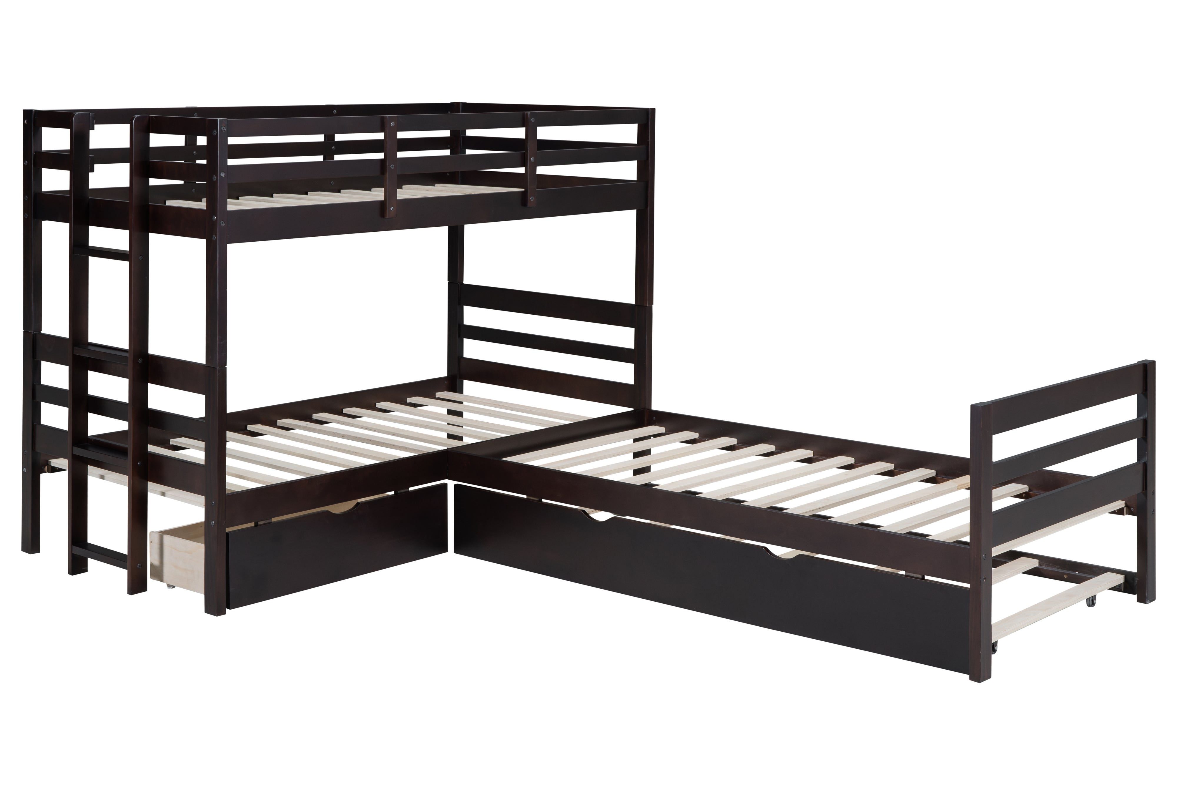 Triple Bunkbed With Trundle And Drawers (Twin Size)