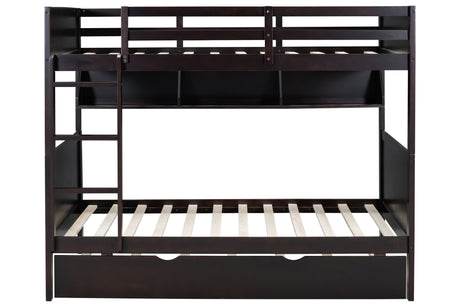 Espresso Twin-Over-Twin Bunk Bed with Bookshelf & Roll-Out Trundle - view 5
