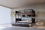Espresso Full Over Full Bunk Bed with Trundle & Book Shelf