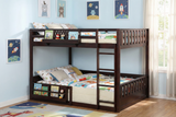 Espresso Full-Over-Full Bunk Bed with Built-In Bookshelf, Guardrail, and Ladder