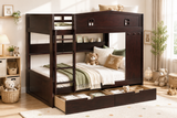 Dark Espresso Cottage Full-over-Full Bunk Bed with 2 Storage Drawers