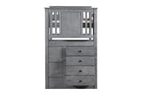 Gray Stairway Twin Over Twin Bunk Bed with Built-In Storage Drawers by Mollai Collections | Bel Furniture