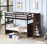 Espresso Stairway Twin Over Twin Bunk Bed with Storage Drawers by Mollai Collections | Bel Furniture
