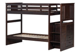 Espresso Stairway Twin Over Twin Bunk Bed with Storage Drawers by Mollai Collections | Bel Furniture