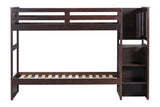 Espresso Stairway Twin Over Twin Bunk Bed with Storage Drawers by Mollai Collections | Bel Furniture