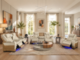 Lumina 3-Piece Light Beige Triple Power Reclining Living Room Set with Audio, Wireless Charging & LED Lights