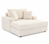 White textured sofa with cushions on a white background