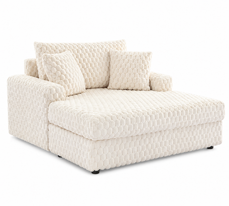 White textured sofa with cushions on a white background