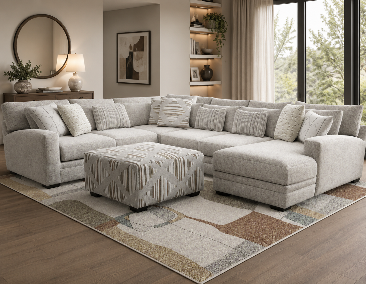 Modern Light Gray Fabric 3 Piece L-Shaped Sectional Sofa with Chaise