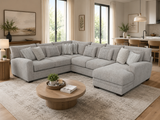 Modern Light Gray Fabric 3 Piece L-Shaped Sectional Sofa with Chaise
