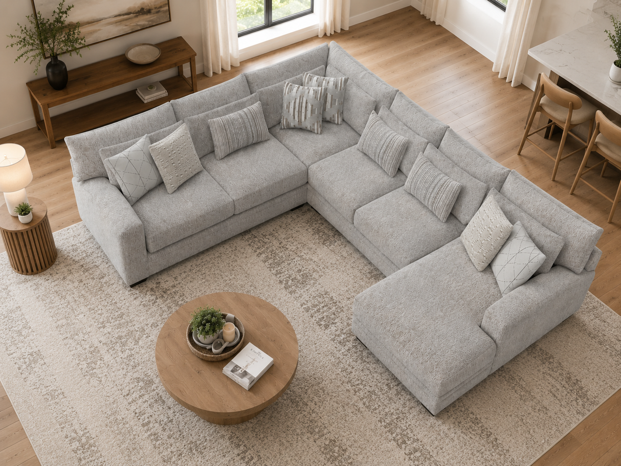 Modern Light Gray Fabric 3 Piece L-Shaped Sectional Sofa with Chaise