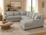 Modern Light Gray Fabric 3 Piece L-Shaped Sectional Sofa with Chaise