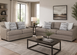 Taupe Gray Transitional 2 Piece Sofa and Loveseat Set with Flared Arms & Reversible Cushions