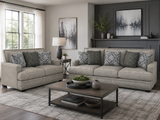 Transitional Gray 2 Piece Sofa and Loveseat Set with Nailhead Trim