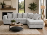 Modern Gray Plush Corduroy Fabric 2-Piece L-Shaped Sectional Sofa with RAF Chaise