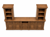 Rustic Brown 3-Piece Entertainment Wall Unit with Bookcase Piers & Storage Console