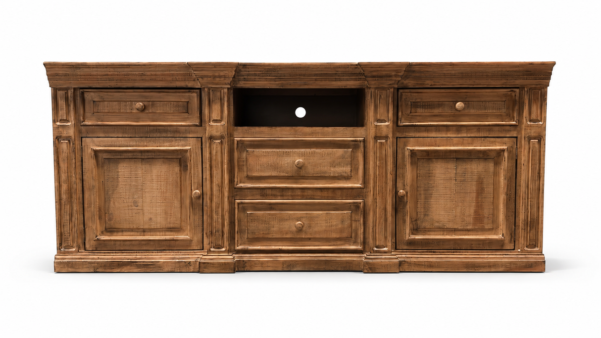 Rustic Brown Farmhouse 80 Inch TV Stand with Storage Console Design