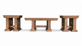 Rustic Brown Farmhouse 3-Piece Coffee Table Set with Pedestal Design