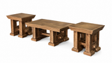 Rustic Brown Farmhouse 3-Piece Coffee Table Set with Pedestal Design
