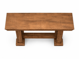 Rustic Brown Farmhouse Sofa Table with Pedestal Base Design