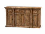 Rustic Solid Wood Brown Farmhouse 80-Inch Sideboard Cabinet with Door & Drawer Storage