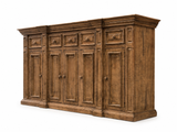 Rustic Solid Wood Brown Farmhouse 80-Inch Sideboard Cabinet with Door & Drawer Storage