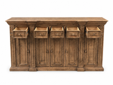 Rustic Solid Wood Brown Farmhouse 80-Inch Sideboard Cabinet with Door & Drawer Storage