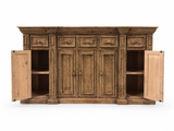 Rustic Solid Wood Brown Farmhouse 80-Inch Sideboard Cabinet with Door & Drawer Storage