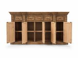 Rustic Solid Wood Brown Farmhouse 80-Inch Sideboard Cabinet with Door & Drawer Storage