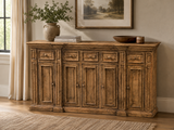 Rustic Solid Wood Brown Farmhouse 80-Inch Sideboard Cabinet with Door & Drawer Storage