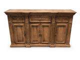 Rustic Solid Wood 75" Buffet Server in Distressed Honey Brown