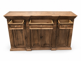 Rustic Solid Wood 75" Buffet Server in Distressed Honey Brown