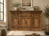 Rustic Solid Wood 75" Buffet Server in Distressed Honey Brown