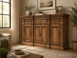 Rustic Solid Wood 75" Buffet Server in Distressed Honey Brown