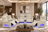 Elite Beige 3-Piece Power Reclining Living Room Set with Adjustable Headrests, LED Lights & Bluetooth