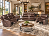 3-Piece Brown Power Reclining Living Room Set with Console Loveseat