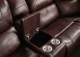 Dark Brown Power Reclining Sectional with Nailhead Trim & Wireless Charging