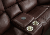 Dark Brown Power Reclining Sectional with Nailhead Trim & Wireless Charging
