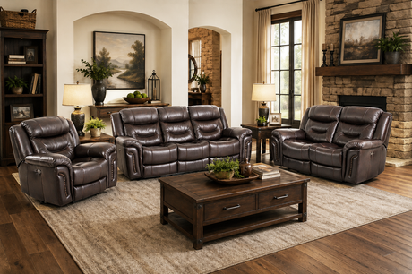 Chocolate Brown Top Grain Leather Power Reclining Sofa, Loveseat & Recliner – 3-Piece Living Room Set with USB - view 3