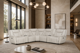 Light Gray 7-Piece Top Grain Leather Dual-Power Reclining Sectional with Wireless Charging