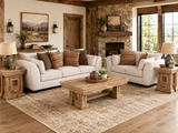 Light Neutral 2-Piece Sofa and Loveseat Set with Accent Pillow Style