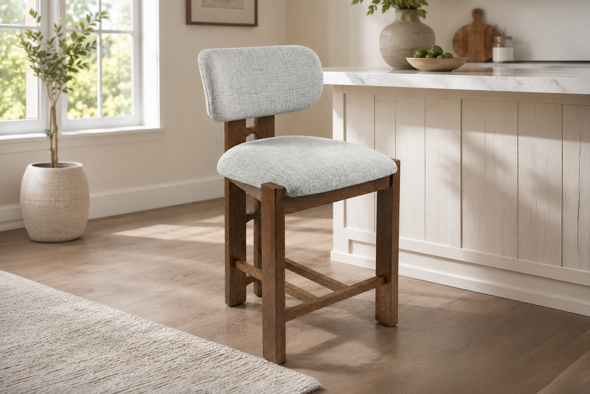 Avery Light Gray Upholstered Counter Height Stool