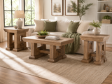 Rustic Brown Farmhouse 3-Piece Coffee Table Set with Pedestal Design