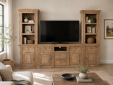 Rustic Brown 3-Piece Entertainment Wall Unit with Bookcase Piers & Storage Console