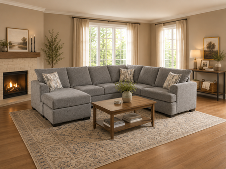 Logan Nickel Grey Sectional Sofa with Chaise - view 8