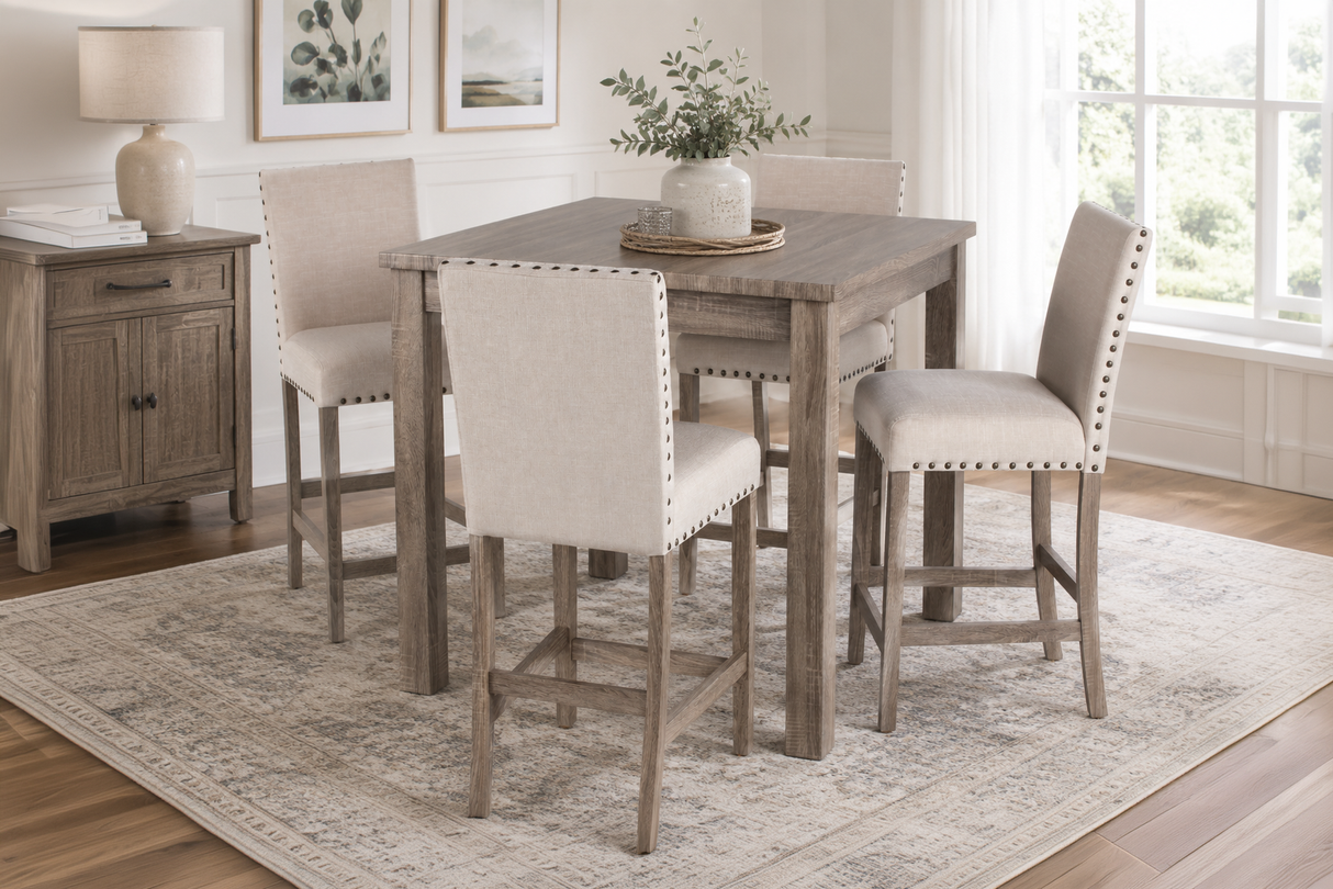 5 Piece Square Pub Dining Room Set
