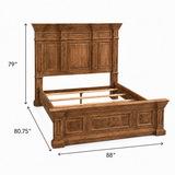 Traditional Rustic Natural Wood 6 Piece Bedroom Set with Panel Bed, Dresser, Mirror & Nightstand