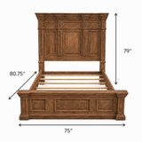 Traditional Rustic Natural Wood 6 Piece Bedroom Set with Panel Bed, Dresser, Mirror & Nightstand