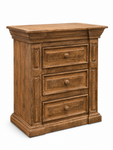 Traditional Rustic Natural Wood 6 Piece Bedroom Set with Panel Bed, Dresser, Mirror & Nightstand